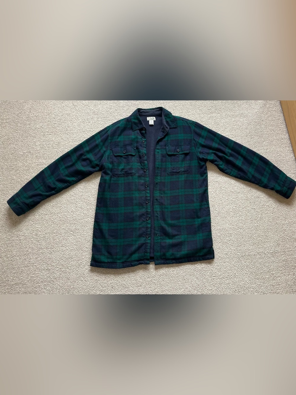 L.L.Bean Men’s Blackwatch Plaid Fleece Lined Shirt Jacket M Tall Flannel Shacket